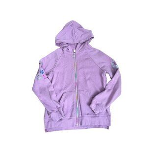 Girls Purple Zip Up Hoodie With Sequin Stars & Moon By Peek Size 10